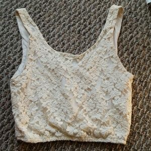 White Lace Crop Top Tank